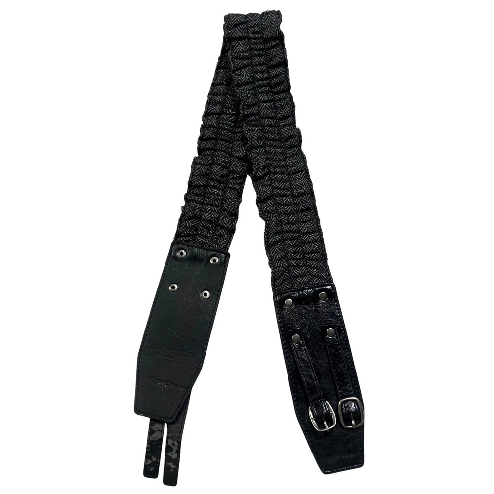 Y2K Womens Belt Goth Punk Grunge Elastic Leather Belt Ruffled 36" Buckle